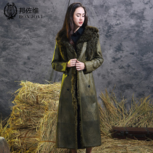 高端进口羊皮皮毛一体女皮草2018冬季新款长款皮衣保暖女装外套图片