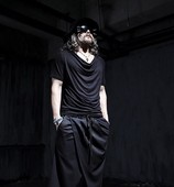 潮男装 休闲垂领褶皱打底短袖 流行个性 新款 时尚 夏季2015韩版 T恤