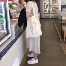 帆布单肩包 手提袋 简约环保购物袋 ins同款 线条画