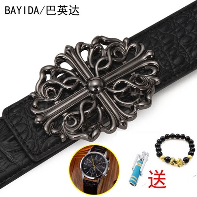 男式皮带青年学生字母腰带鳄鱼纹时尚休闲裤腰带韩版百搭简约潮人