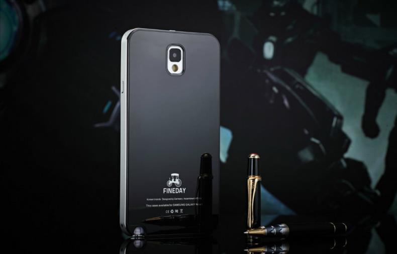 iMatch Aviation Aluminum Alloy Metal Bumper Tempered Glass Back Cover Case for Samsung Galaxy Note 3 N9000