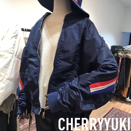2018新款飞行员夹克女装加棉加厚宽松秋冬季短外套条纹BF风棒球服商品大图