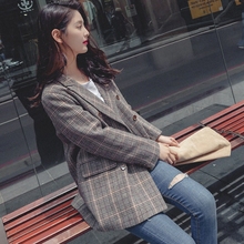 毛呢外套短款学生ins韩版2018秋冬季加厚复古英伦风格子小西装女