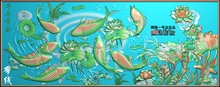 一号店精雕图鱼灰度图鱼精雕图Y 033连年有余荷花莲花横屏带线