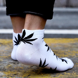 5双装枫叶袜子男短袜纯棉滑板情侣船袜潮