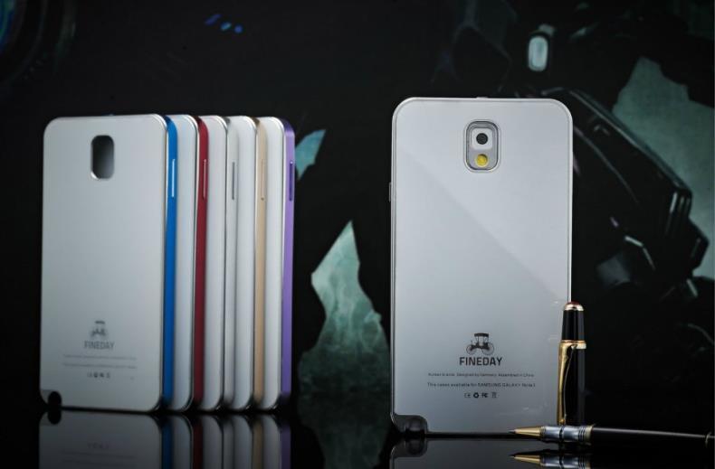 iMatch Aviation Aluminum Alloy Metal Bumper Tempered Glass Back Cover Case for Samsung Galaxy Note 3 N9000