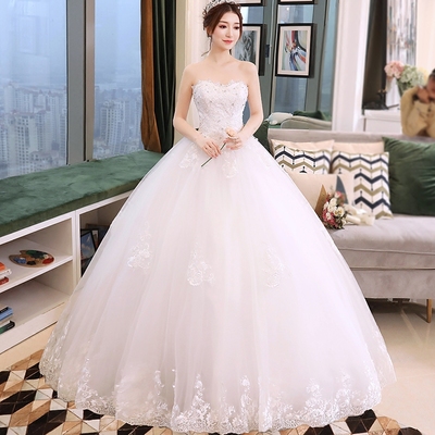 森系婚纱礼服2018新款新娘结婚抹胸显瘦齐地蓬蓬裙韩版简约夏季女
