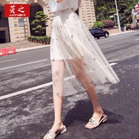 时尚网纱半身裙子女夏亮片纱裙2018新款中长ins超火高腰chic长裙