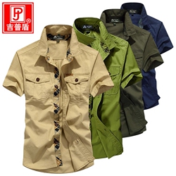 特价nianJEEP短袖衬衫男士纯棉休闲大码男装夏天薄款衬男士短袖