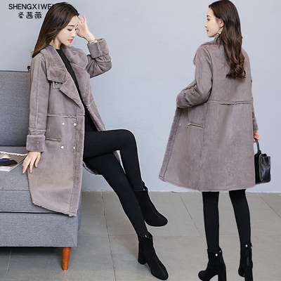 棉衣中长款bf羊羔毛外套冬季鹿皮绒清仓反季棉服女潮加厚韩版冬装