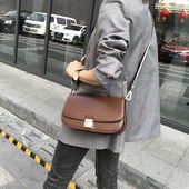 复古真皮包包女2019新款 时尚 双肩带马鞍包牛皮斜挎单肩包手抓包潮