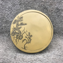 包邮 歙砚老坑精品黄鱼子砚台茶台茶托笔舔秋意江南文房四宝送礼佳