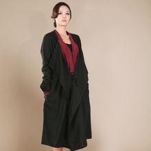 解原创 2013秋季新款女装 随性长风衣 大码修身气质外套