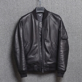 2017新品男装日系巴基斯坦头层绵羊皮MA1空军飞行服夹克真皮皮衣