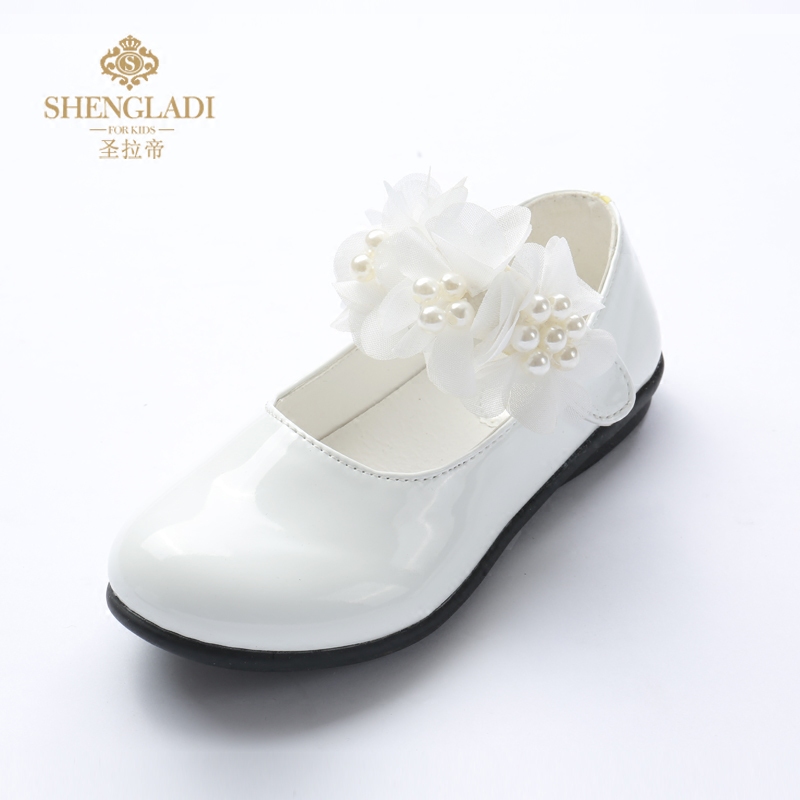 儿童皮鞋女公主鞋花童礼服小皮鞋白色女童演出