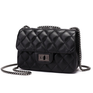 时尚单肩小方包菱格链条包