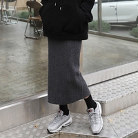 不开叉半身裙女秋2018秋冬季新款包臀中长款毛线一步裙针织裙子潮