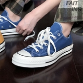 匡威/CONVERSE 1970S海军蓝三星标低帮情侣款男女帆布鞋 162064C