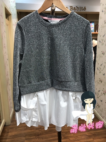 拉夏贝尔puella2018春装新款国内代购假两件卫衣拼接上衣20011350商品大图