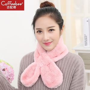 百搭纯色兔绒保暖围巾围脖