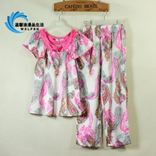 夏季女士家居服仿真丝高贵典雅休闲睡衣套装 30353 玉茄子专柜正品