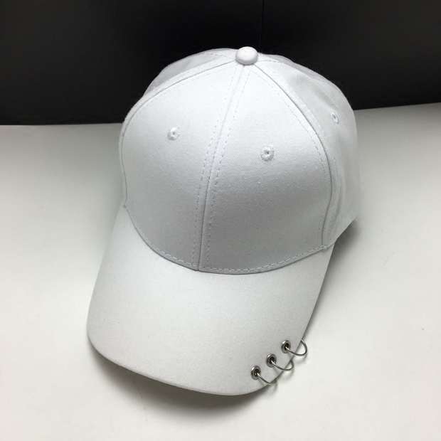 韩国春夏季时尚纯色三环铁圈遮阳棒球帽韩版黑