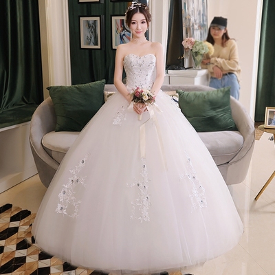 婚纱礼服2018新款新娘结婚抹胸大码韩版简约宫廷齐地蓬蓬裙显瘦女