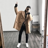 雀斑男装 韩版宽松中长款夹棉呢大衣 2色