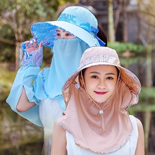 帽子女夏天可折叠遮阳户外护颈遮脸护脖骑车防晒大沿采茶帽太阳帽