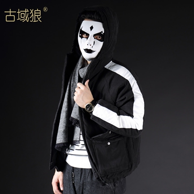 古域狼男装韩版冬季棉衣男士修身加厚棉服青少年连帽外套撞色棉袄