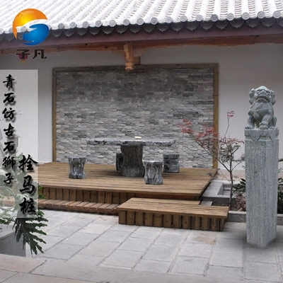 子凡石雕动物狮子拴马桩青石仿古栓马柱庭院园林栓马石摆件LZY194