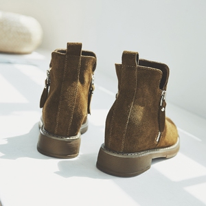 真皮磨砂内增高靴子马丁靴英伦风