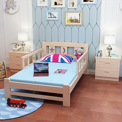 加床拼床 实木床儿童床带护栏小床1米单人床松木床加宽拼接床1.2品牌巨惠