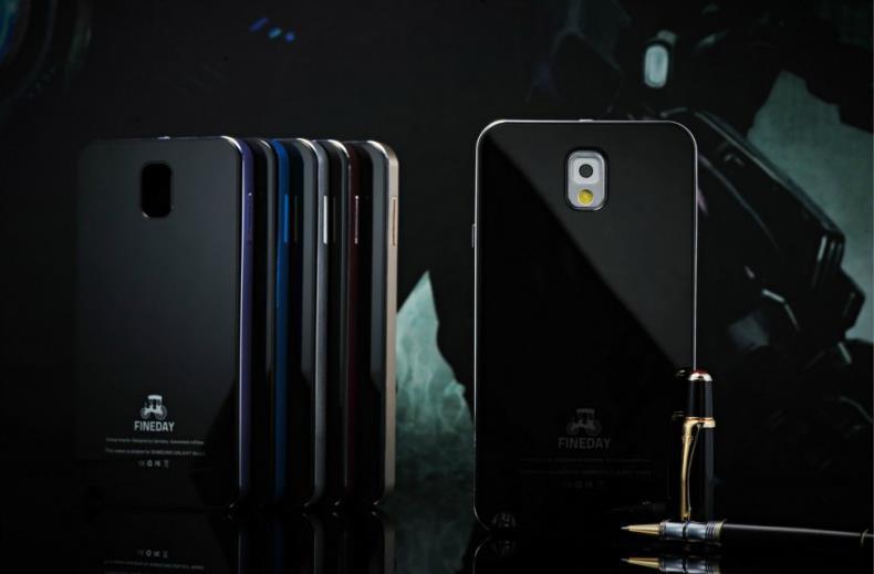 iMatch Aviation Aluminum Alloy Metal Bumper Tempered Glass Back Cover Case for Samsung Galaxy Note 3 N9000