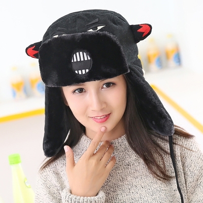冬天帽子男女士卡通亲子雷锋帽加厚保暖棉帽骑车防风小鸟护耳儿童