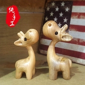 创意礼品 纯手工守镜窨坛ぞ甭拱诩动物工艺品木刻长颈鹿zakka