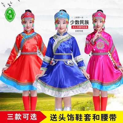新款六一儿童蒙古演出服女童幼儿少数民族蒙族筷子舞蹈裙表演服装