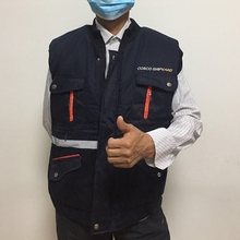 背心可印字 劳保棉袄中远工作服棉马甲男秋冬加厚防寒保暖反光工装