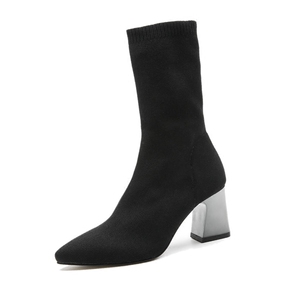 2017新款粗跟针织靴