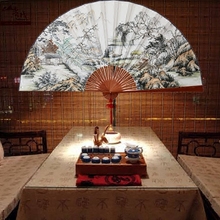 山越折扇古典扇子中国风挂扇国画半手绘扇60厘米大扇子装饰扇壁扇
