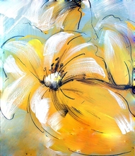 饰油画 抽象花卉立体厚油无框装 墨之油画 欧美Style挂画大厅壁画