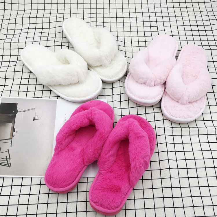 秋冬季毛毛防滑人字拖毛绒拖夹脚女棉拖鞋平底