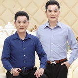 爸爸装春季衬衫中老年男士长袖衬衣薄款宽松中年夏季寸衫爷爷上衣
