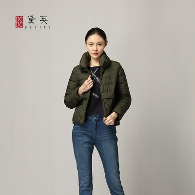 黛英2017年新款冬装时尚拼接百搭修身短款高领羽绒服女YRAG4181