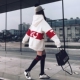 秋冬女装韩版字母bf风中长款金丝绒卫衣裙加绒加厚保暖连帽卫衣潮