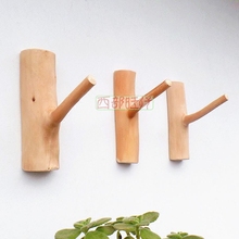 DIY守颈诠沂髦φ彻程镌白柏饰挂钩墙面壁饰复古创意原木树杈挂钩