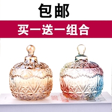 包邮 精品玻璃方糖罐收纳罐牙签罐水晶彩色糖果罐 买1送1支同款