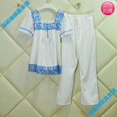 2015夏季家居服女士纯棉梭织贡缎睡衣套装 2753051 玉茄子专柜正品