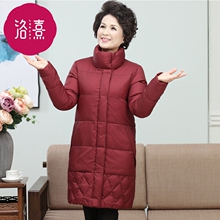 中老年羽绒服女中长款2017新款韩版潮中年女羽绒服中长款40岁妈妈图片