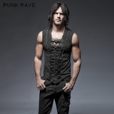 ╋魔叹╋ PUNK RAVE 英伦朋克EMO哥特GOTHIC绑绳无袖背心T恤 T421